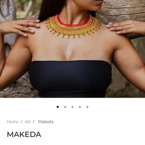 Handcrafted Beaded Statement Necklace - Yellow & Red